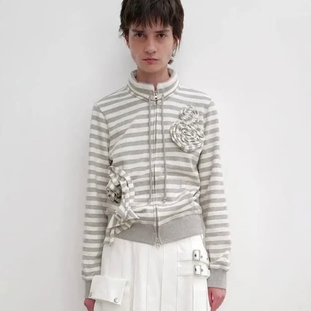 오픈와이와이 아플리케 집업 자켓 그레이 m