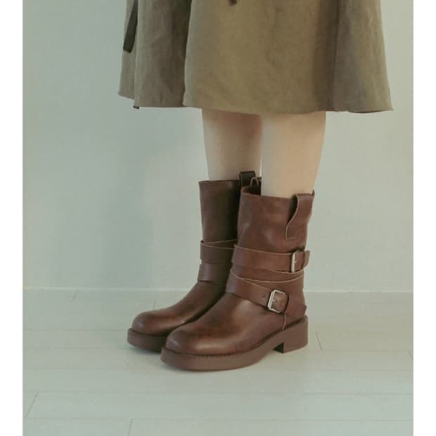 프리플라 벨트 미들 부츠 새상품