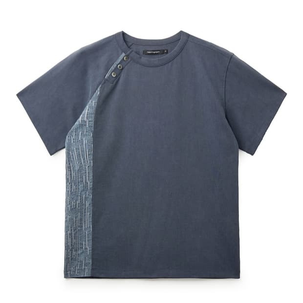 해칭룸 Curved Henley Neck Tee Blue 반팔