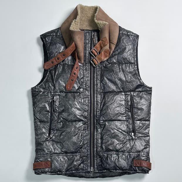 디젤 나일론 글로시 다운 베스트 