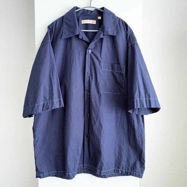 유니클로X마르니 하프 셔츠 네이비