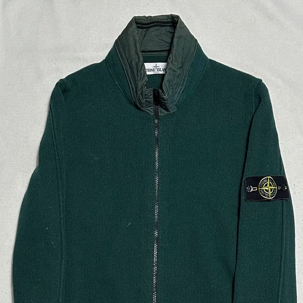 M 스톤아일랜드 내장후드 딥그린 나일론 니트집업