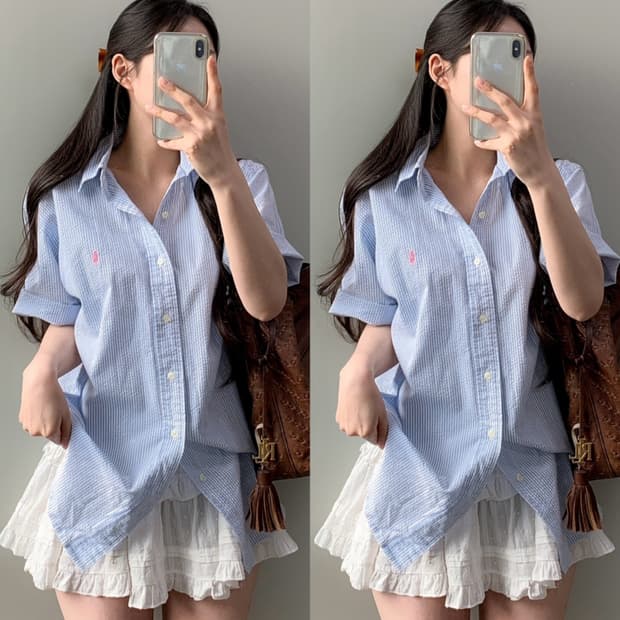 폴로 씨어써커 반팔 셔츠 