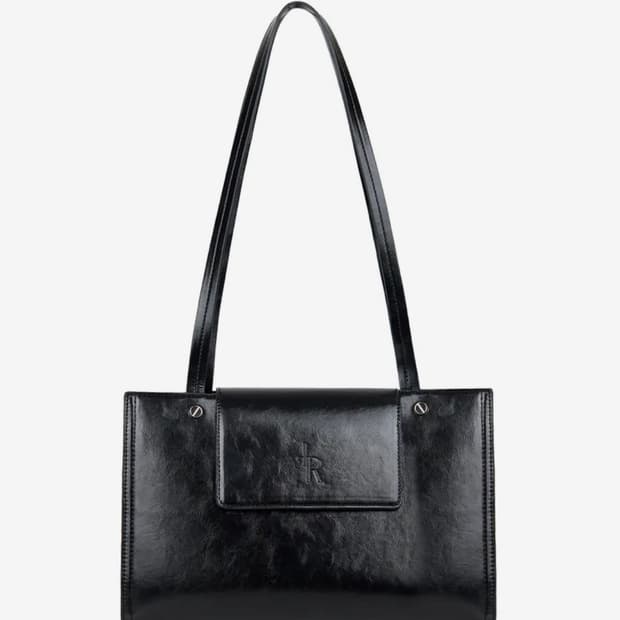 레더리 볼티드 스퀘어 숄더백 [BLACK]