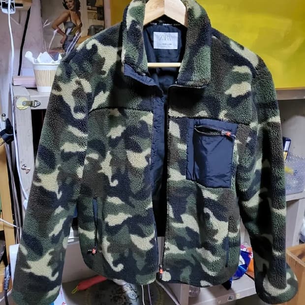 자라 164 밀리터리 양털뽀글이 카고 후리스 패딩자켓 zara