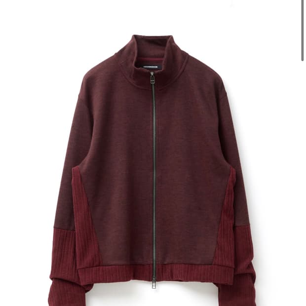 5) 해칭룸 더블 슬리브 트랙 가디건 다크 레드