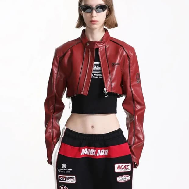 배드블러드 빅터 크롭 레이싱 자켓