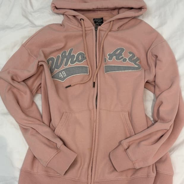 후아유 y2k 누드핑크 후드집업