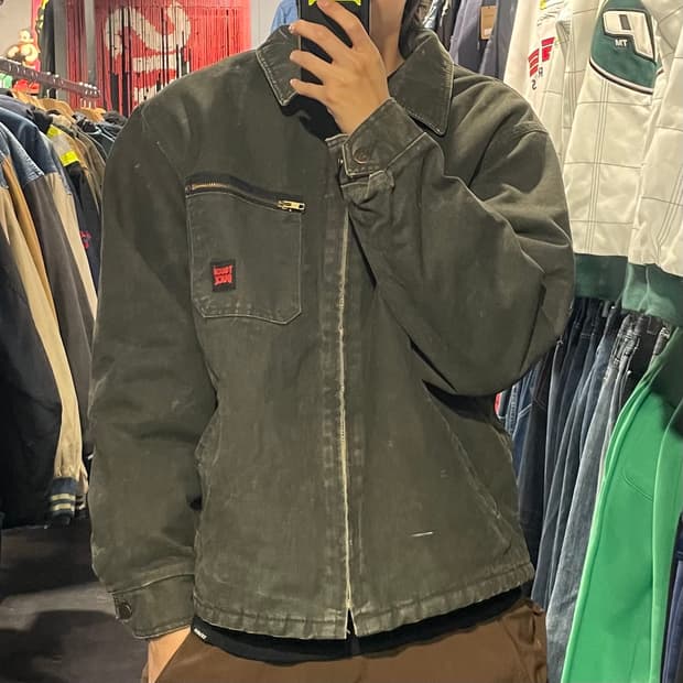 [IM] VTG 카키 워싱 카라 워크자켓