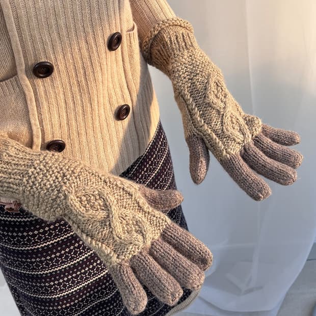 omo finger toe point knit gloves