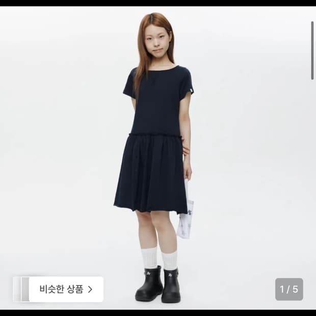 오헤시오 저지 프릴 드레스 네이비