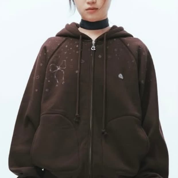 코이세이오 트윙클 후드집업 다크브라운