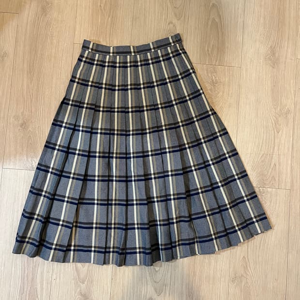 빈티지 체크 롱스커트