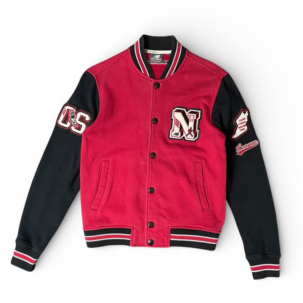 뉴발란스 레드 블랙 로고 스타디움 야구 점퍼 90