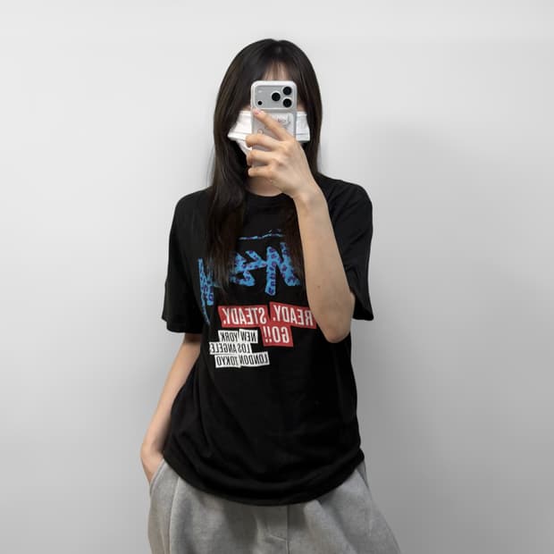스투시 00s 레오파드 스탁 로고 반팔티 블랙