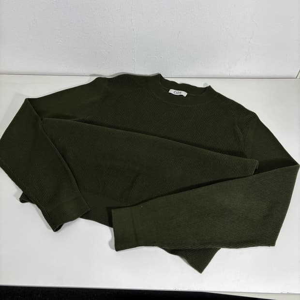 L COS 코스 카키 면 크루넥 니트