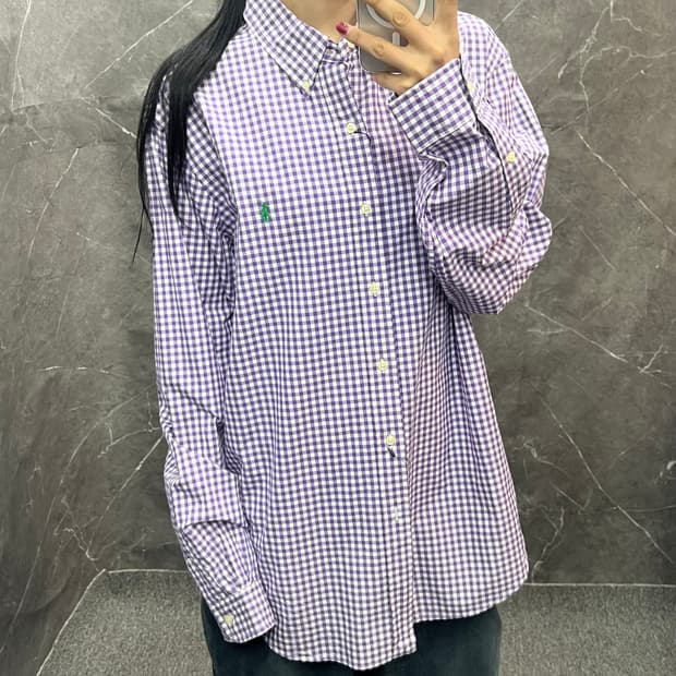 폴로 체크 긴팔 셔츠 s324