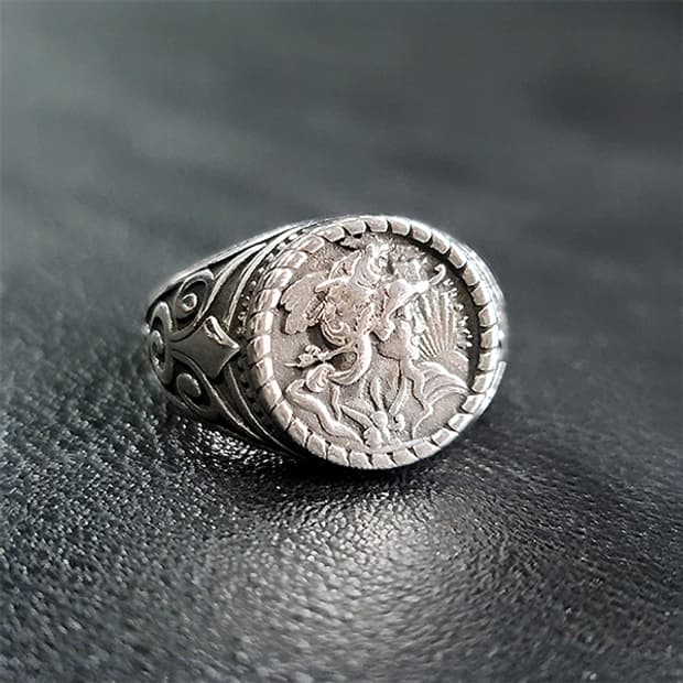 Rometh 실버 남자 엔틱 빈티지 명품 고대 코인 로마 반지