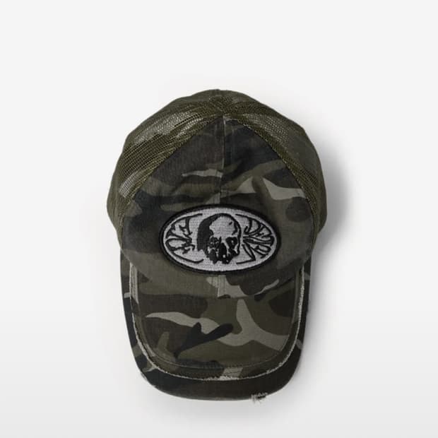 L) etce 카모 스컬 패치 메쉬캡 모자