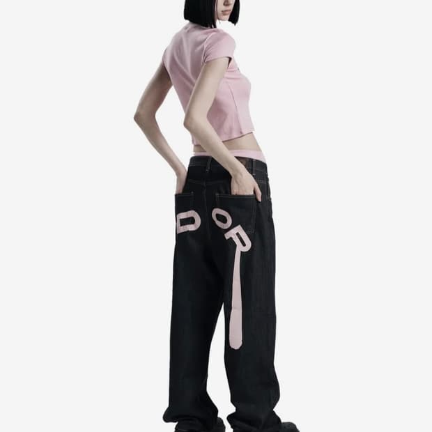 오도어 Logo drop denim in pink