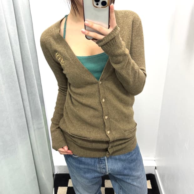 랄프로렌 카키 보이프렌드핏 가디건