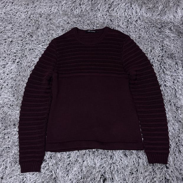 닐바렛 텍스처 헤비 니트 버건디 L