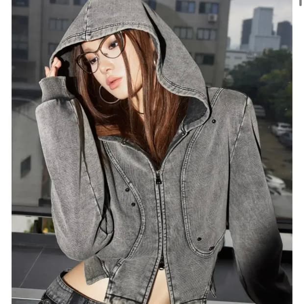 위세임랩 워싱피그먼트 후드집업