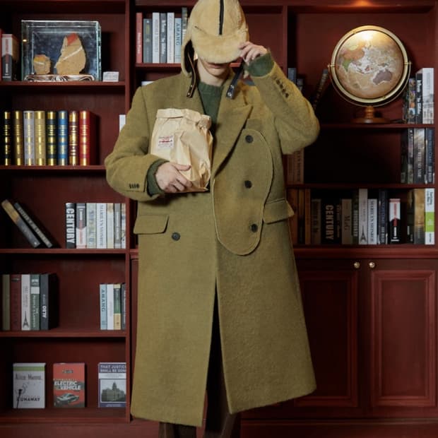 Stu 패치 더블코트 베이지