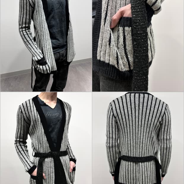 발망 트위드 스트랩 로브 가디건 