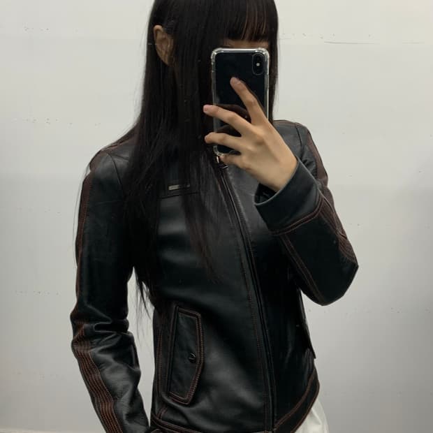 재패니즈 오렌지 스티치 램스킨 레더자켓