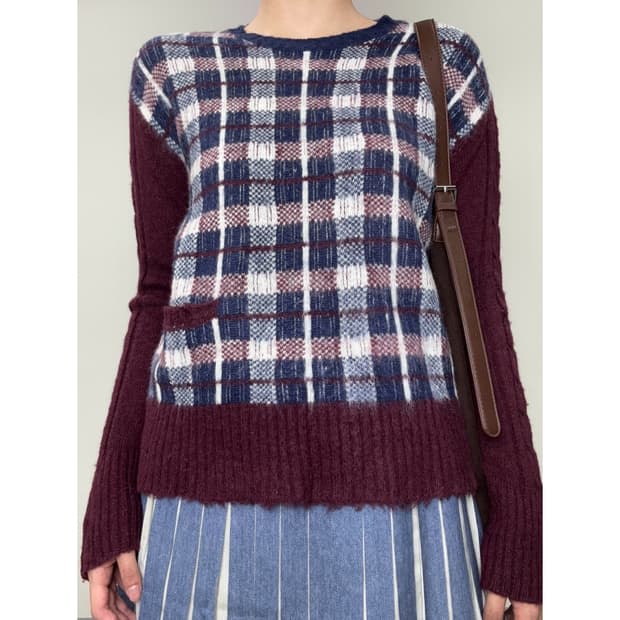 빈티지 체크 니트