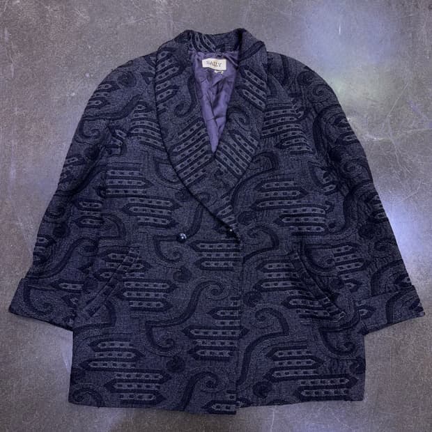 발리 울 라나 빈티지 패턴 레트로 더블 블레스트 코트 M