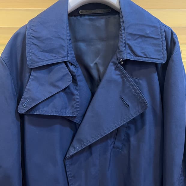 타임옴므 남성 네이비 개버딘더블코트 트렌치코트