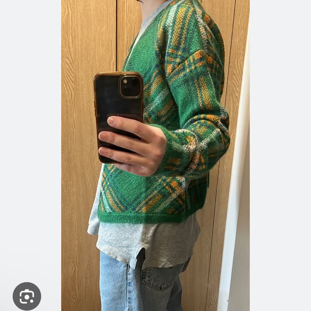 Erl 체크 크롭 가디건 m