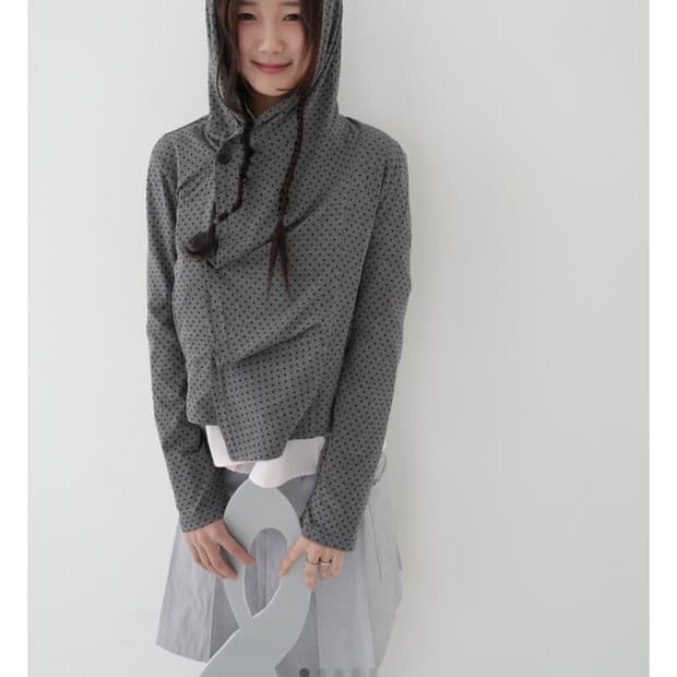 인앤양인하모니 도트 후디 가디건