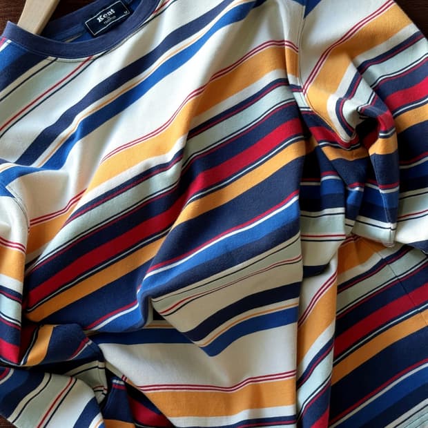 Stretched fabric multi stripe L/S top