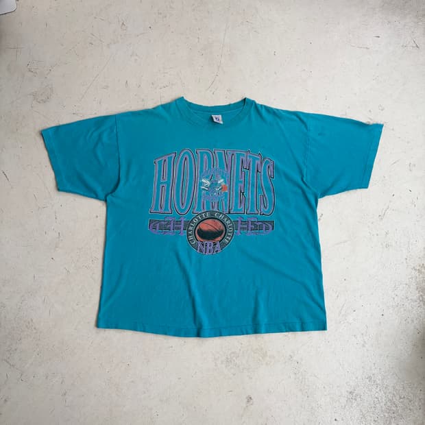 90s USA Logo 7 NBA 샬럿 호네츠 빈티지 반팔티 2XL