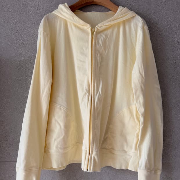 레몬색 후드 얇은 집업 여성