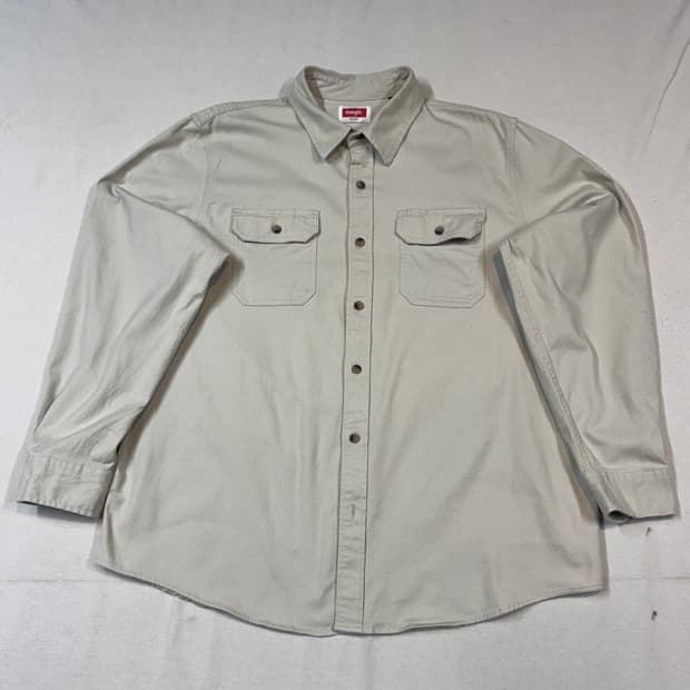 XL) Wrangler 랭글러 투포켓 워크웨어 코튼 셔츠 아이보리 W8