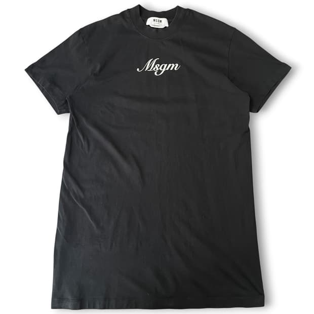 MSGM 블랙 필기체로고 반팔 롱티셔츠 S