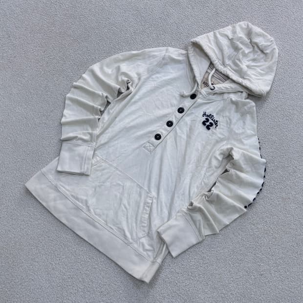 실측확인 홀리스터 버튼 후드 티셔츠 0403E