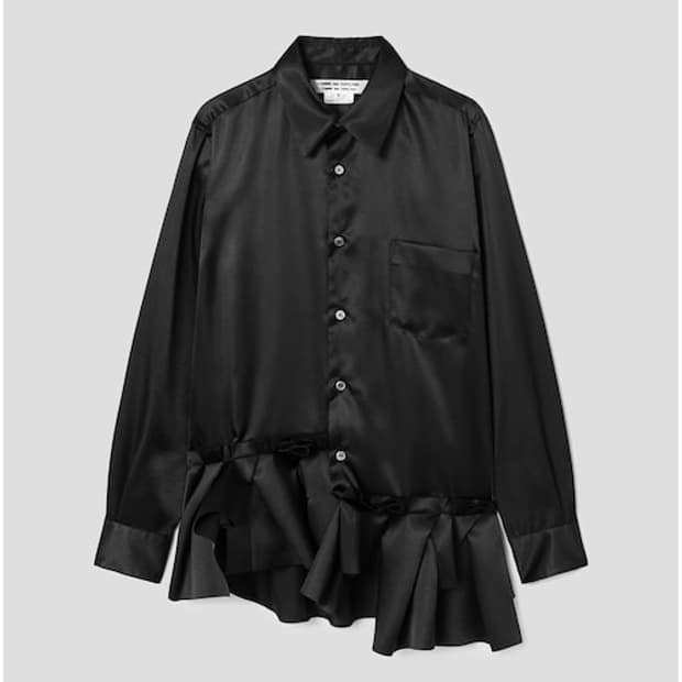 꼼데가르송 25ss 새틴 프릴 블라우스
