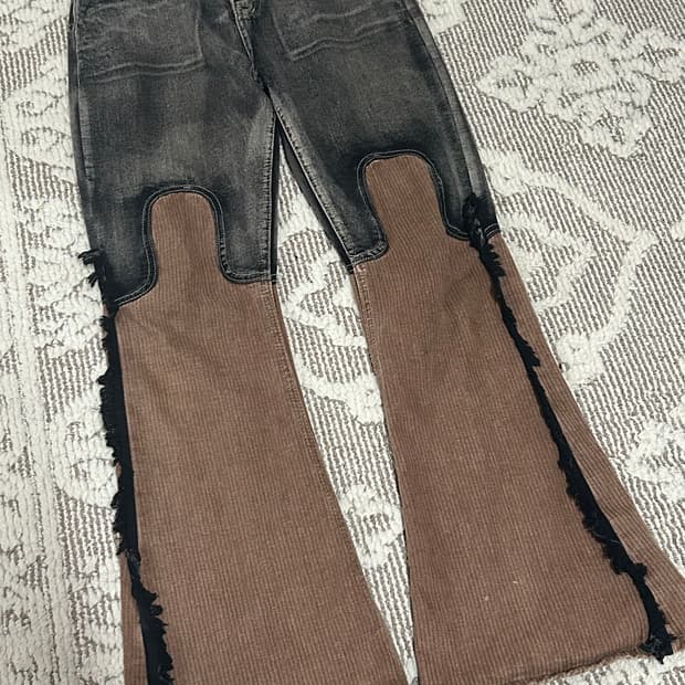 Y2K 오리엔탈 브라운 부츠컷데님 카우보이 테슬