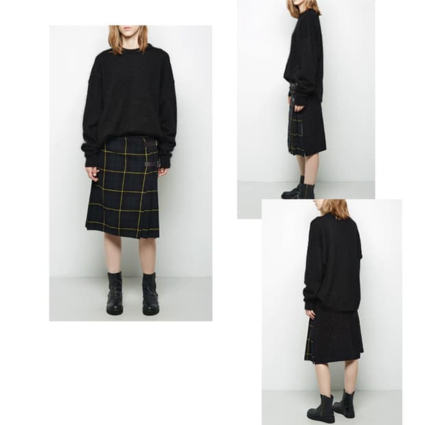ZUCCA 타탄케이블니트랩스커트