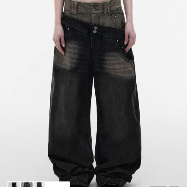 Op. 09 DUAL OBLIQUE DENIM PANTS B/BLACK