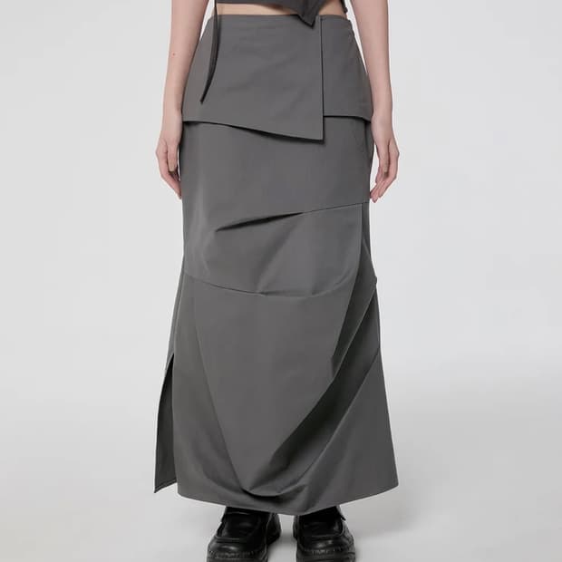 플레어업 Drape Layered Maxi Skirt (FL-238_Gr