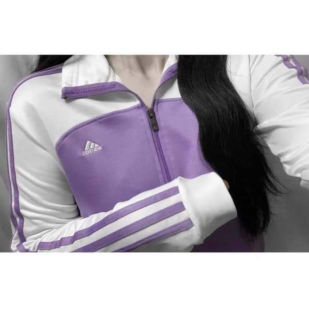 아디다스 화이트 퍼플 흰보 져지 집업 트랙탑