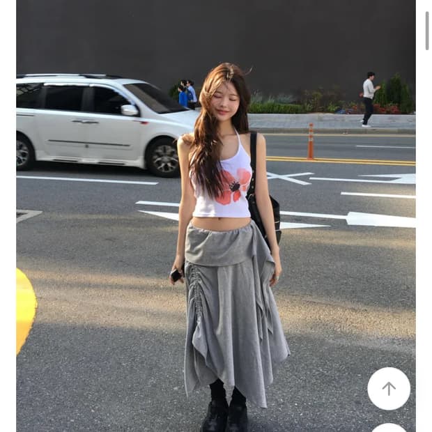 Soand  언발 미디스커트 그레이