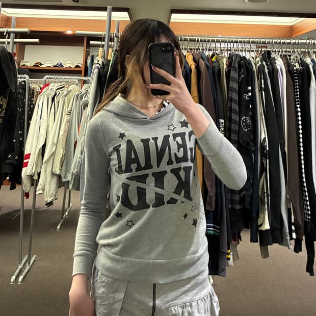 150)Japanese vintage 여성 지퍼 스트라이프 후디