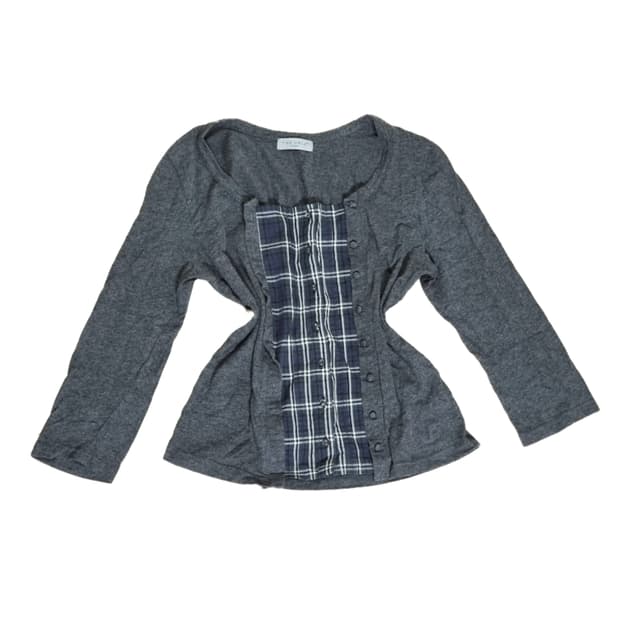 빈티지 체크 레이어드 티셔츠 블라우스 바선생 모리걸하구미히피오리엔탈페어리